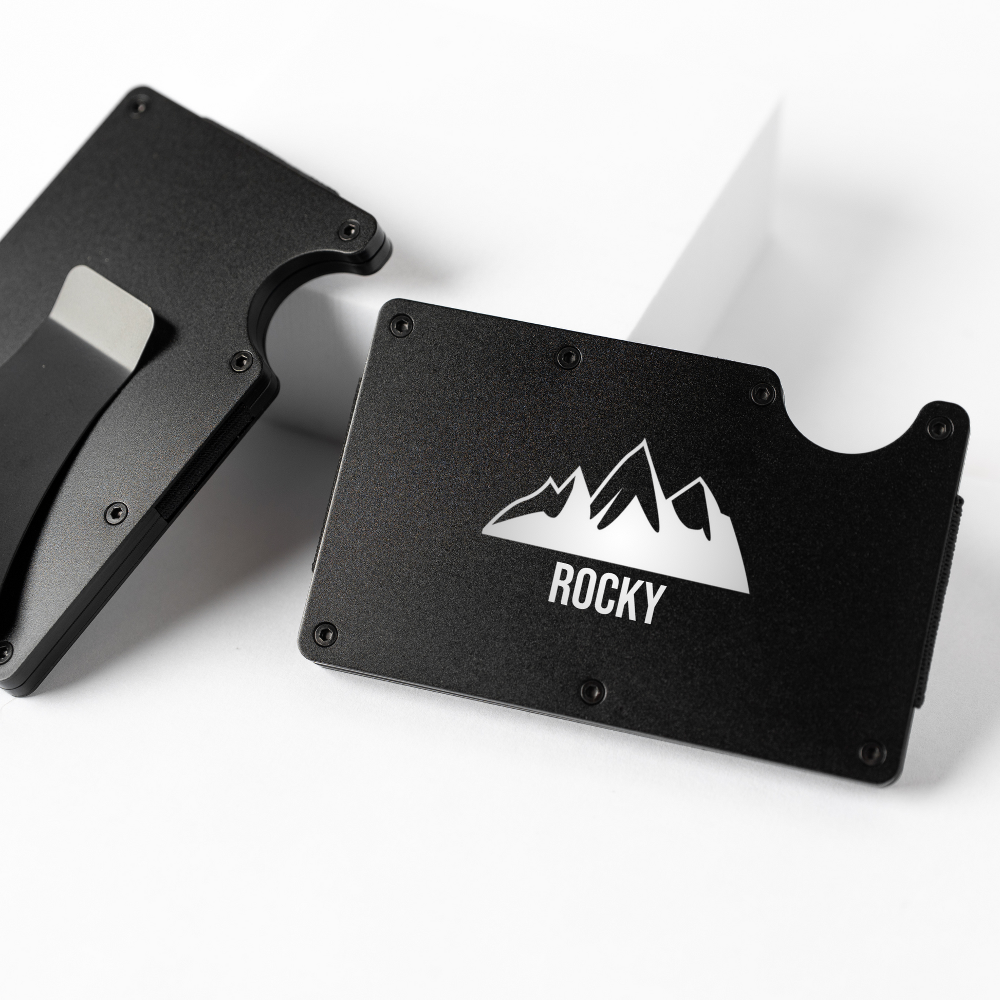 Black aluminum slim wallet with money clip best man gift