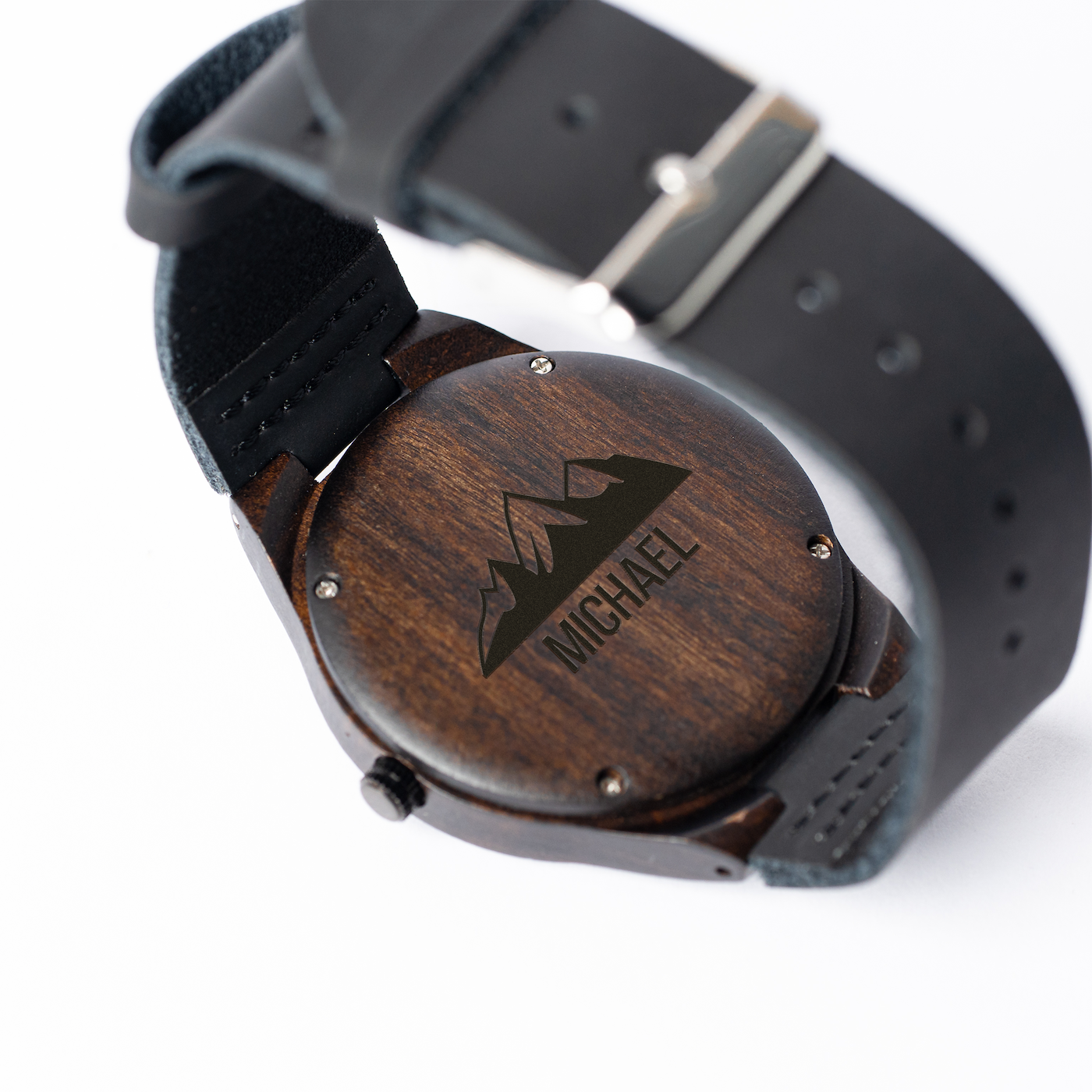 Engraved Dark Brown Wood Watch - personalized groomsmen gift