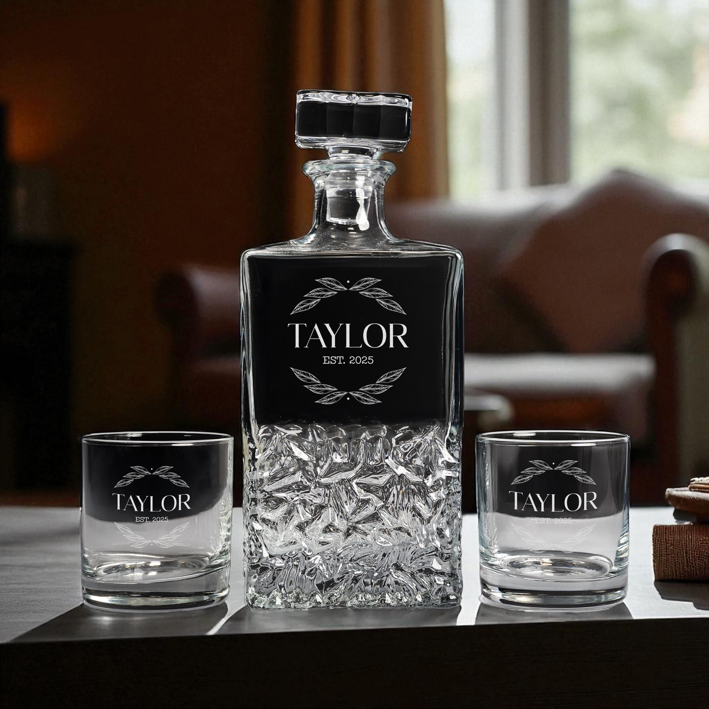 Personalized Square Decanter Gift Box Set