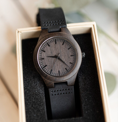 Custom wooden watch with engraved back groomsmen wedding gift view 2