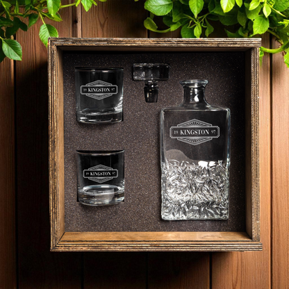 Personalized Square Decanter Gift Box Set