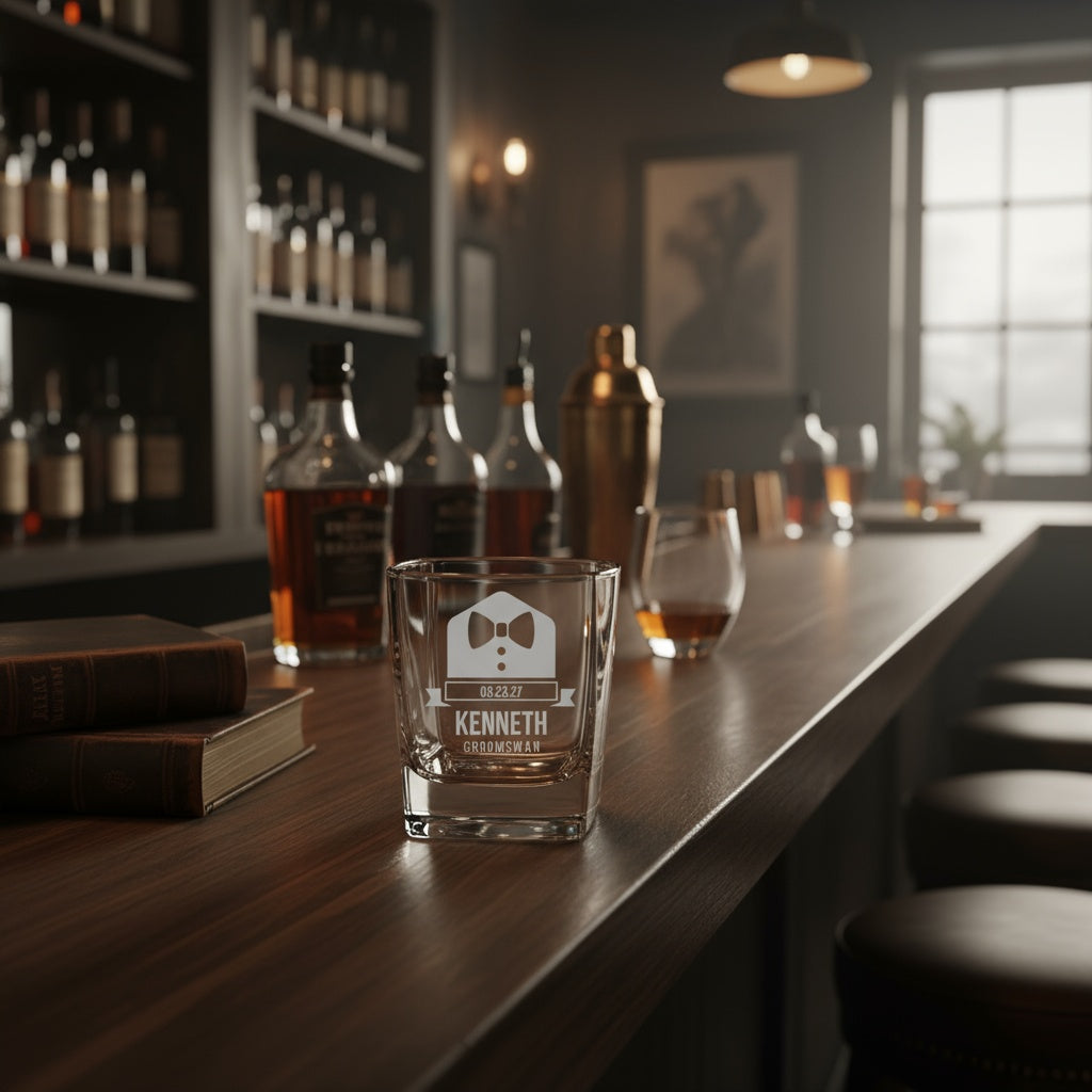 Best Man square whiskey glass - best man gift