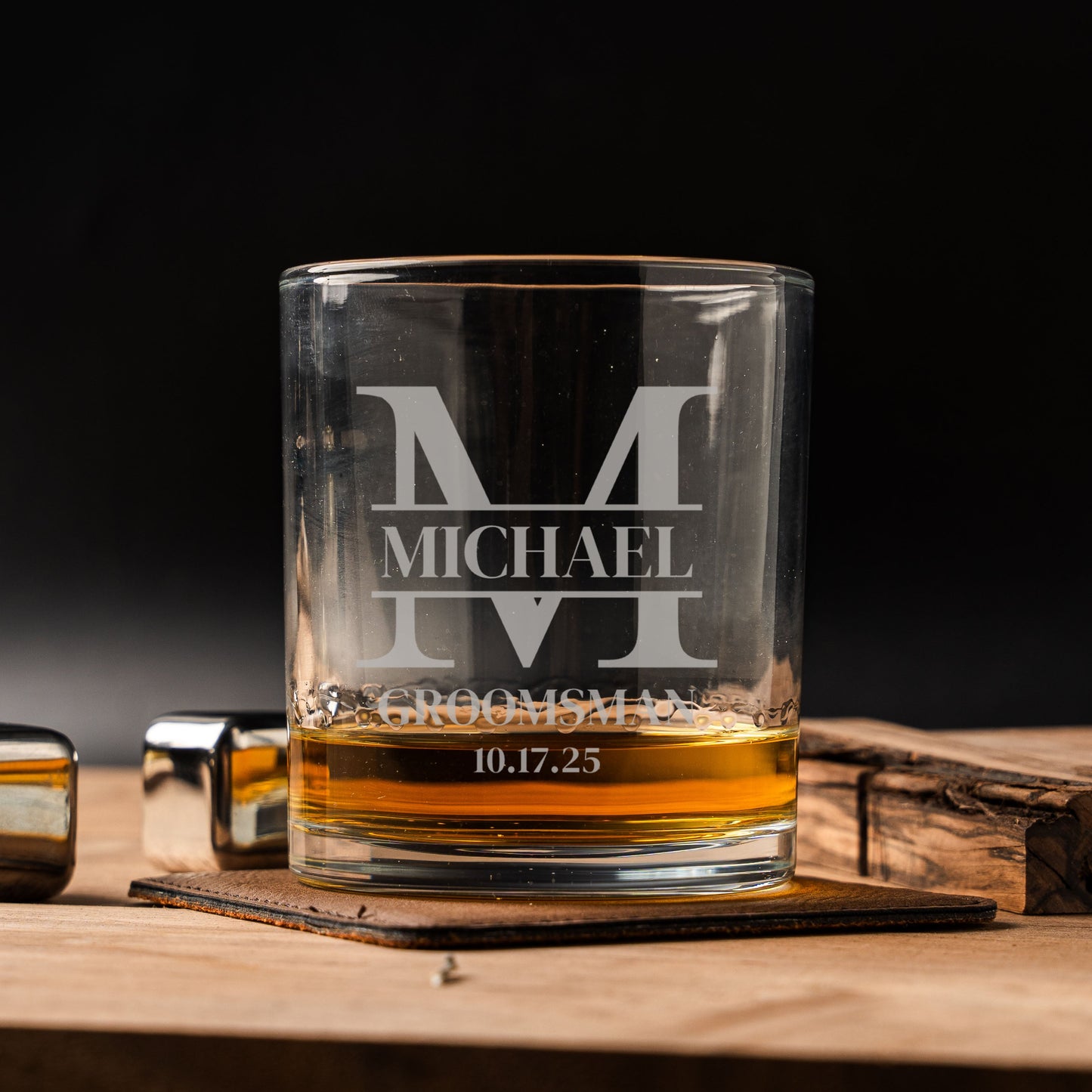 Personalized Lowball Whiskey Glass - Groomsmen