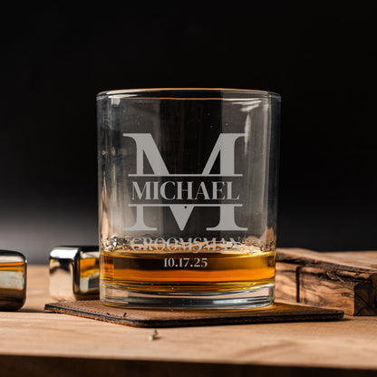 Personalized Lowball Whiskey Glass - Groomsmen
