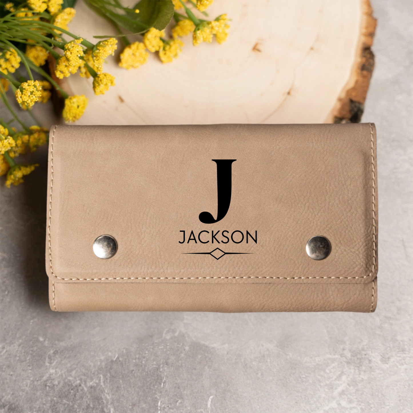 Vegan leather card case Dark Brown - groomsman proposal gift
