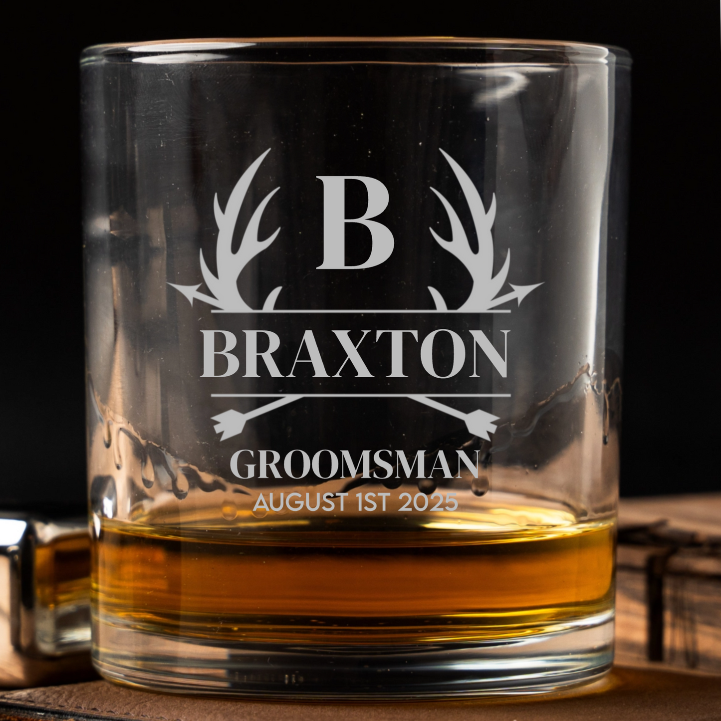 Personalized Lowball Whiskey Glass - Groomsmen