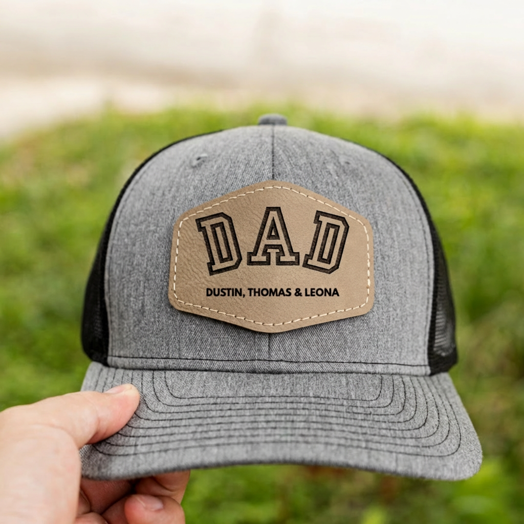 Personalized Dad Trucker Hat with Engraved Patch