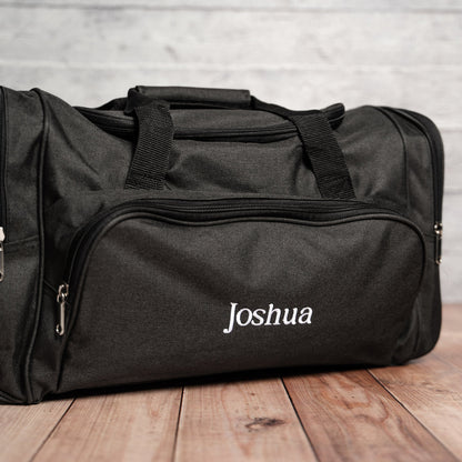 Black duffle bag side view - bachelor party gift