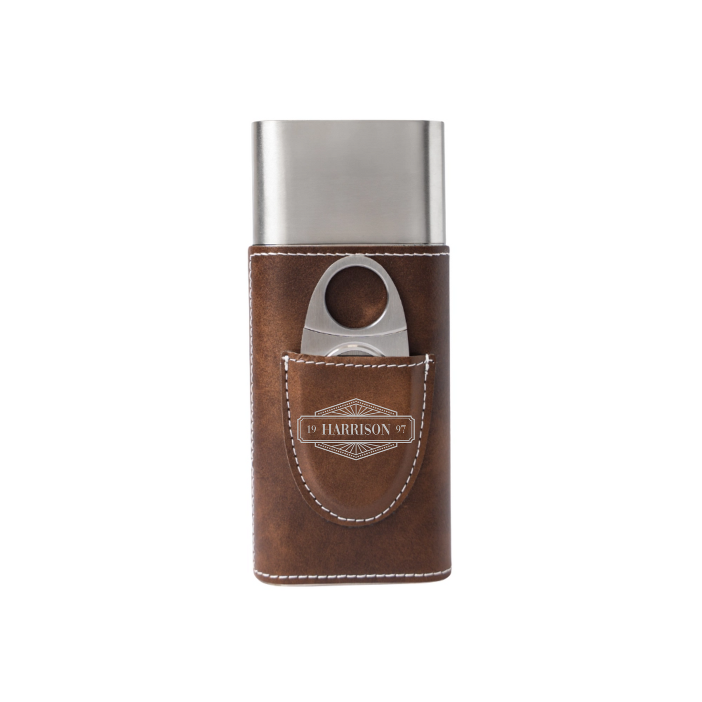 Reserve cigar case in Rawhide - personalized gift for him