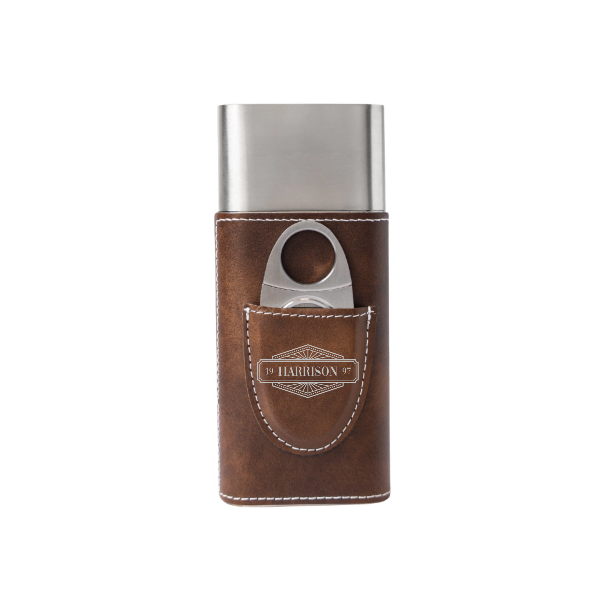 Reserve cigar case in Rawhide - personalized gift for him
