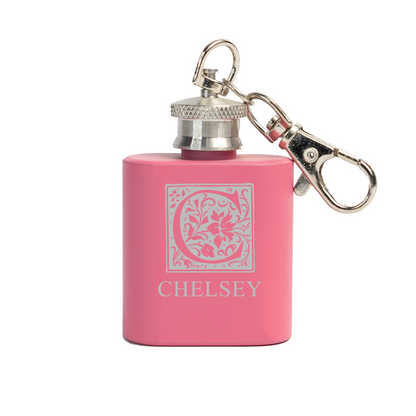 Blue keychain flask personalized bridesmaid wedding party gift