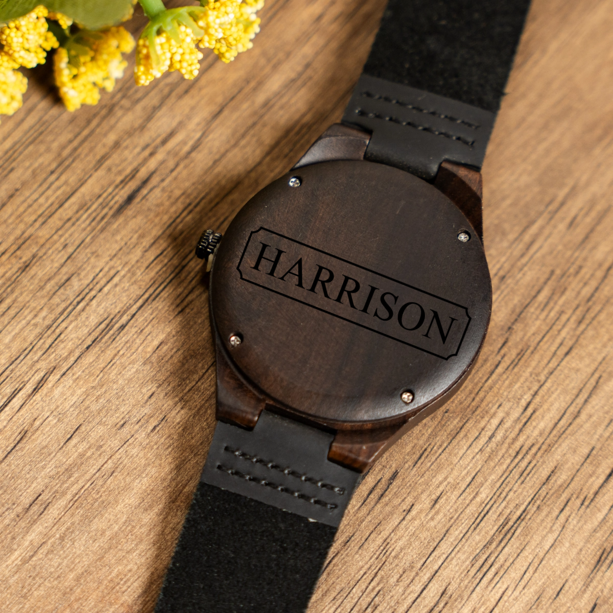Wood watch with adjustable band - personalized gift for him