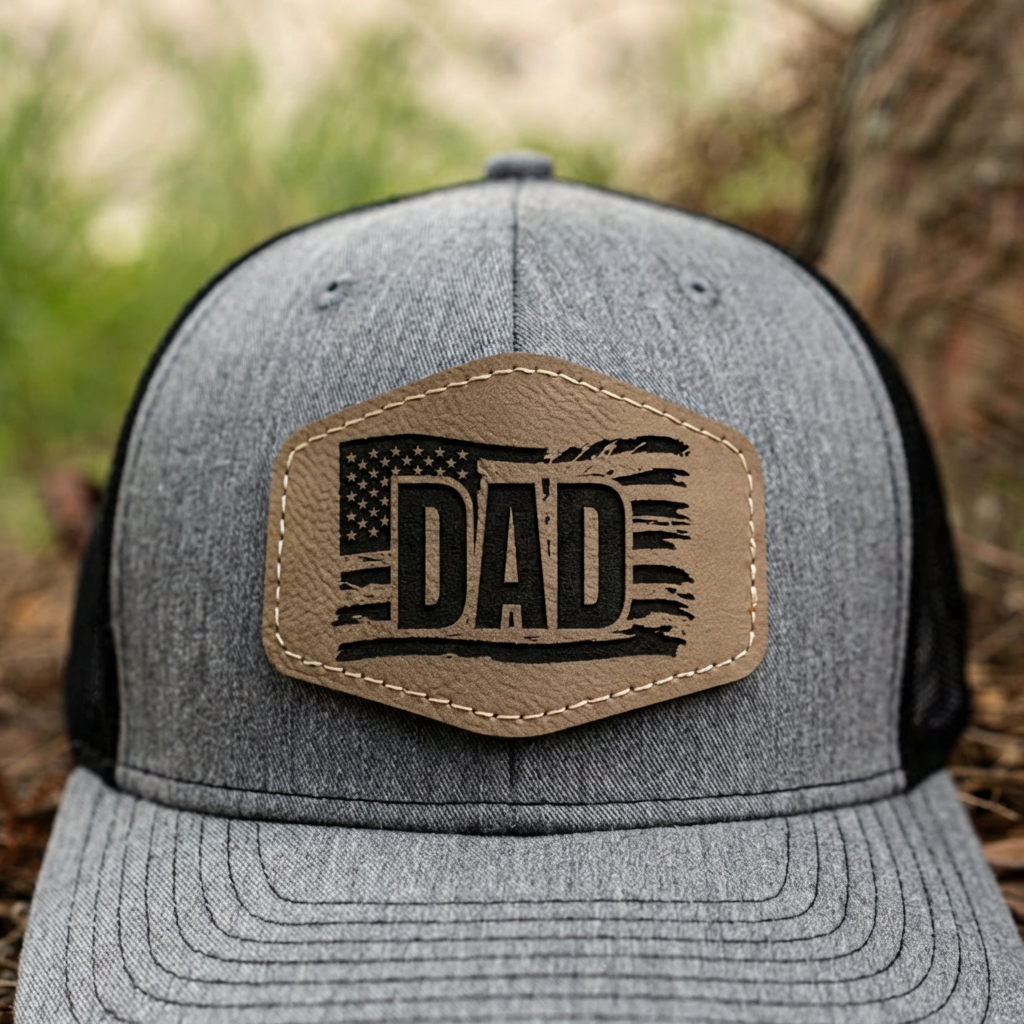 Personalized Dad Trucker Hat with Engraved Patch