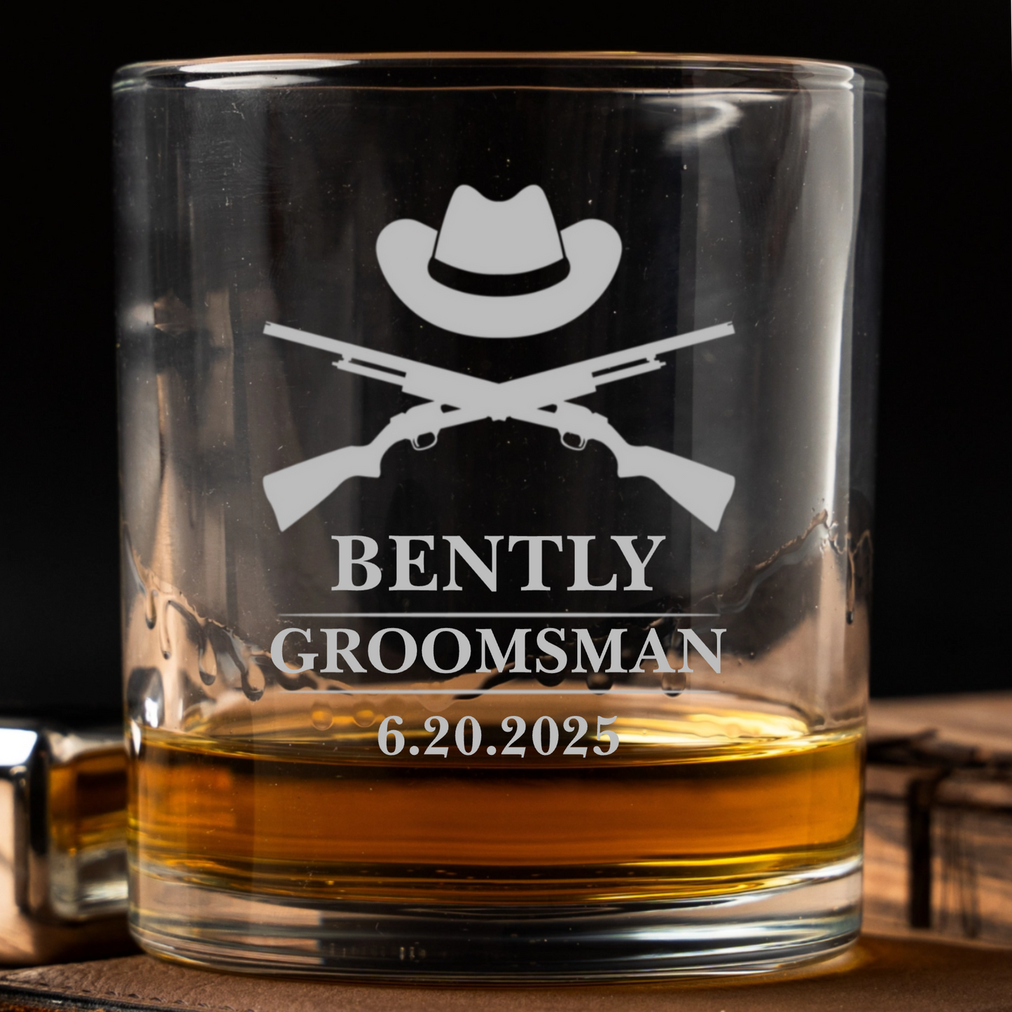 Personalized Lowball Whiskey Glass - Groomsmen