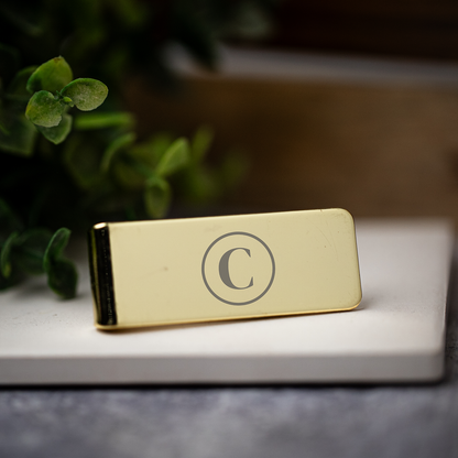 Engraved money clip detail - stocking stuffer for men