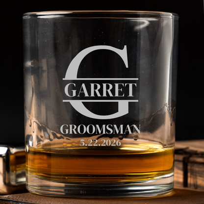 Personalized Lowball Whiskey Glass - Groomsmen