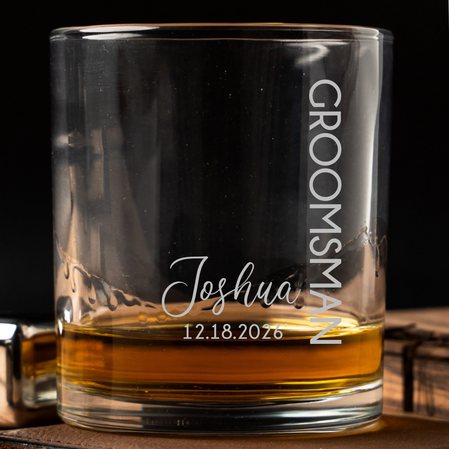 Personalized Lowball Whiskey Glass - Groomsmen