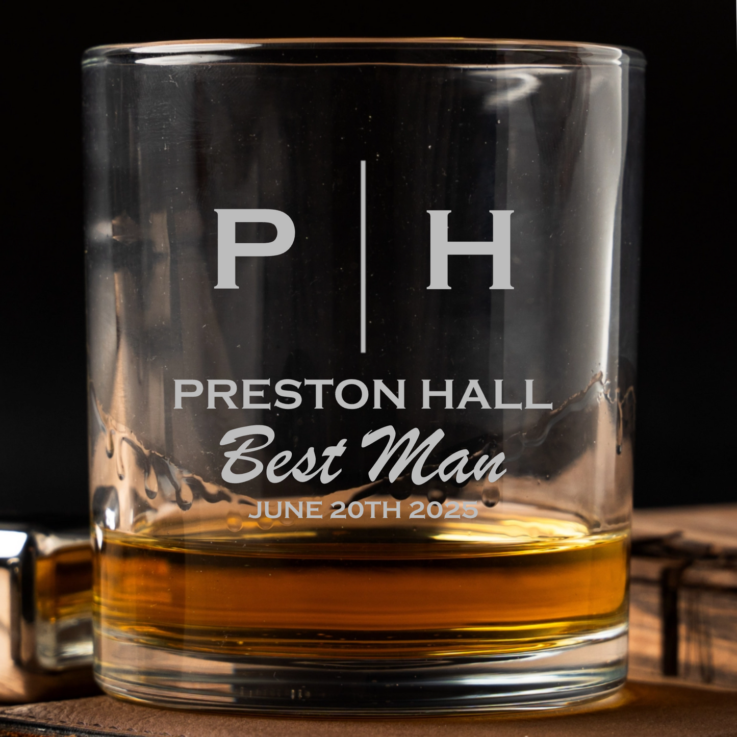Personalized Lowball Whiskey Glass - Groomsmen
