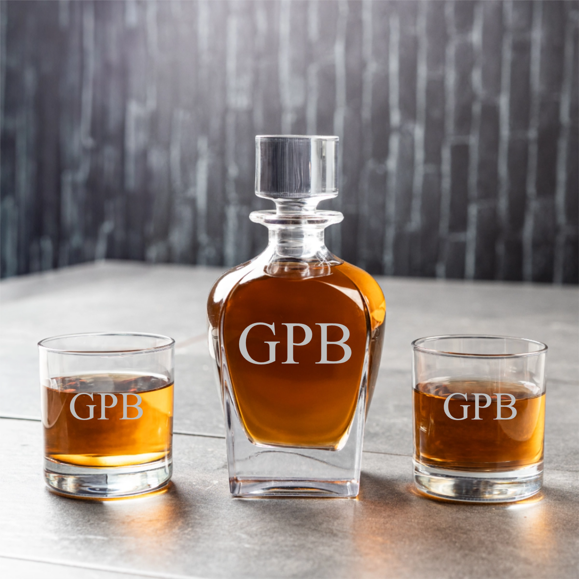 Custom whiskey set with initials - housewarming gift