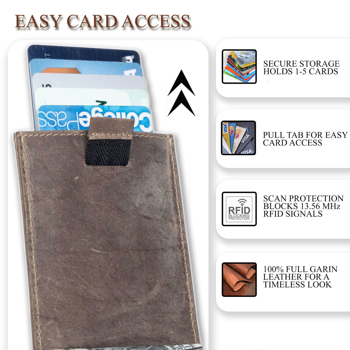 Leather Money Clip Bifold - Slim EDC Carry