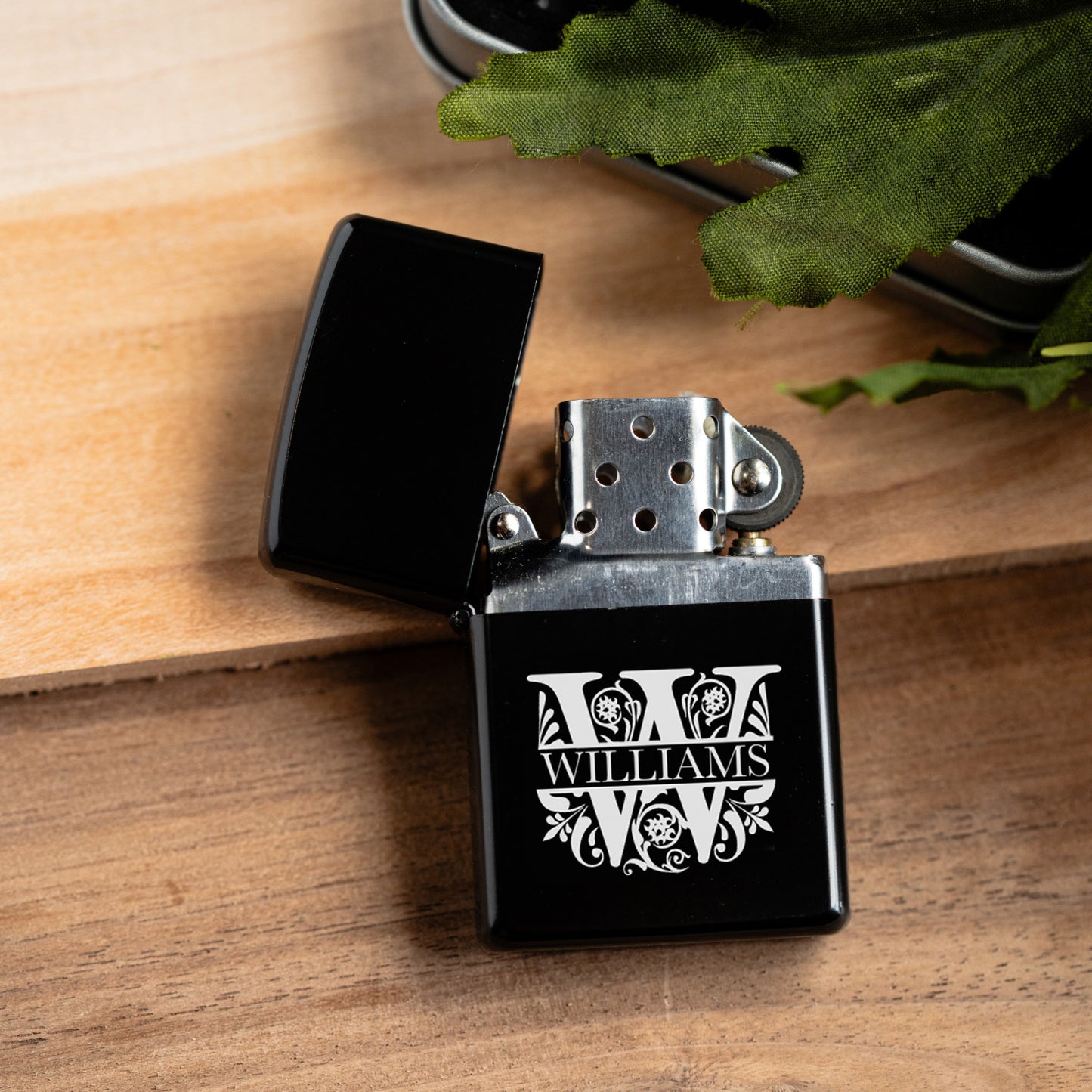 Set of 5 Custom Black Stainless Steel Lighters