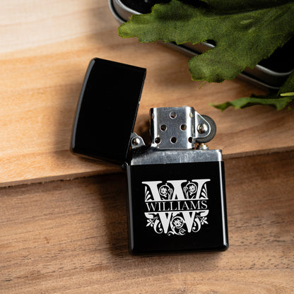 Set of 5 Custom Black Stainless Steel Lighters