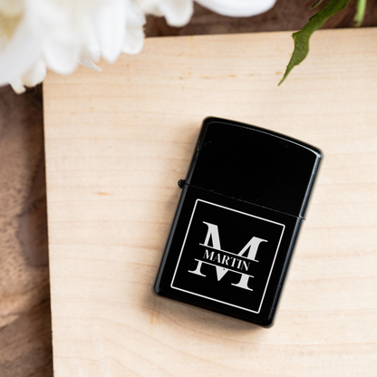 Set of 5 Custom Black Stainless Steel Lighters