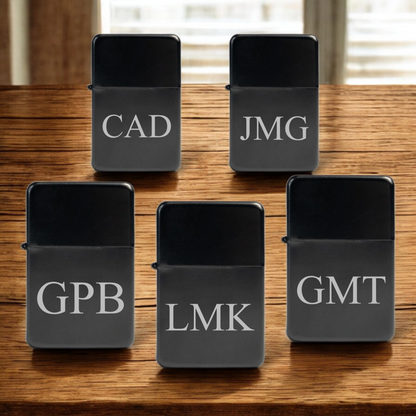 Set of 5 Custom Black Stainless Steel Lighters