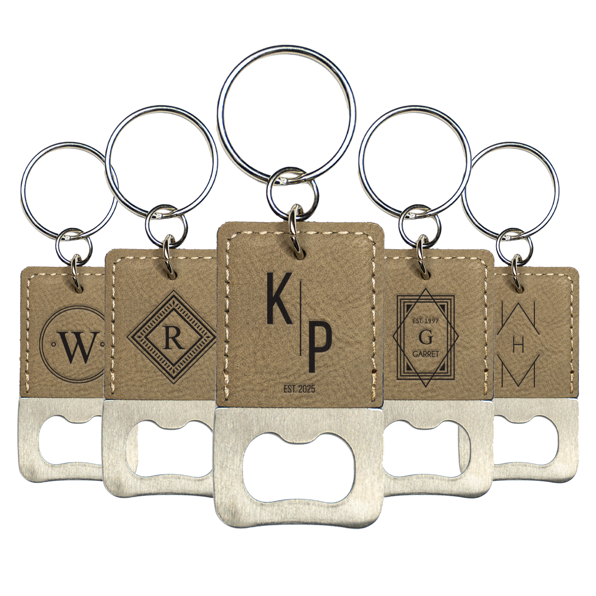 Set of 5 Keychain Bottle Openers Signature Collection - bulk groomsmen gift
