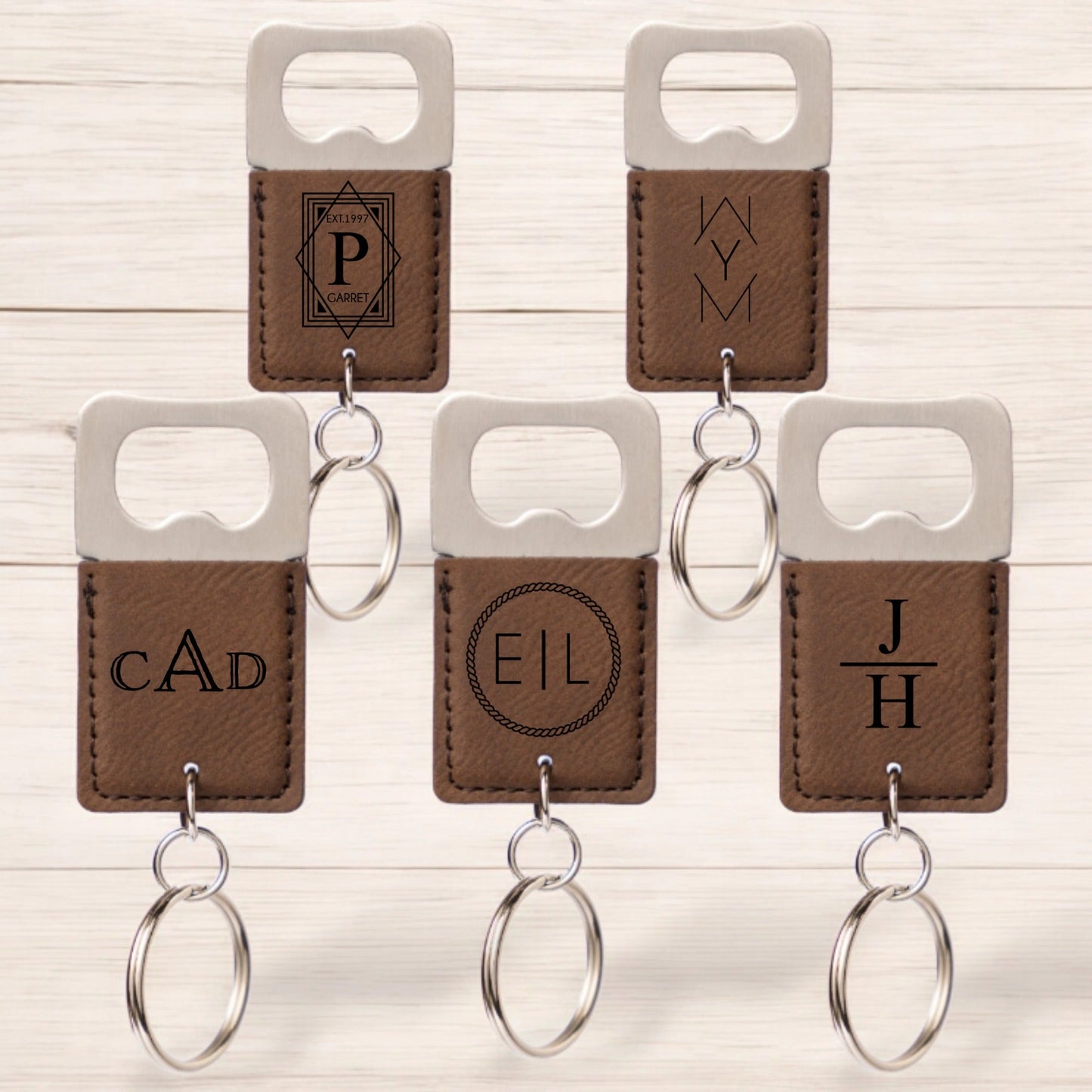 Signature keychain bottle opener in Dark Brown - best man gift