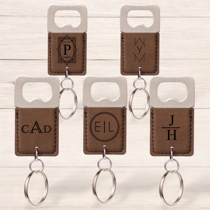 Signature keychain bottle opener in Dark Brown - best man gift