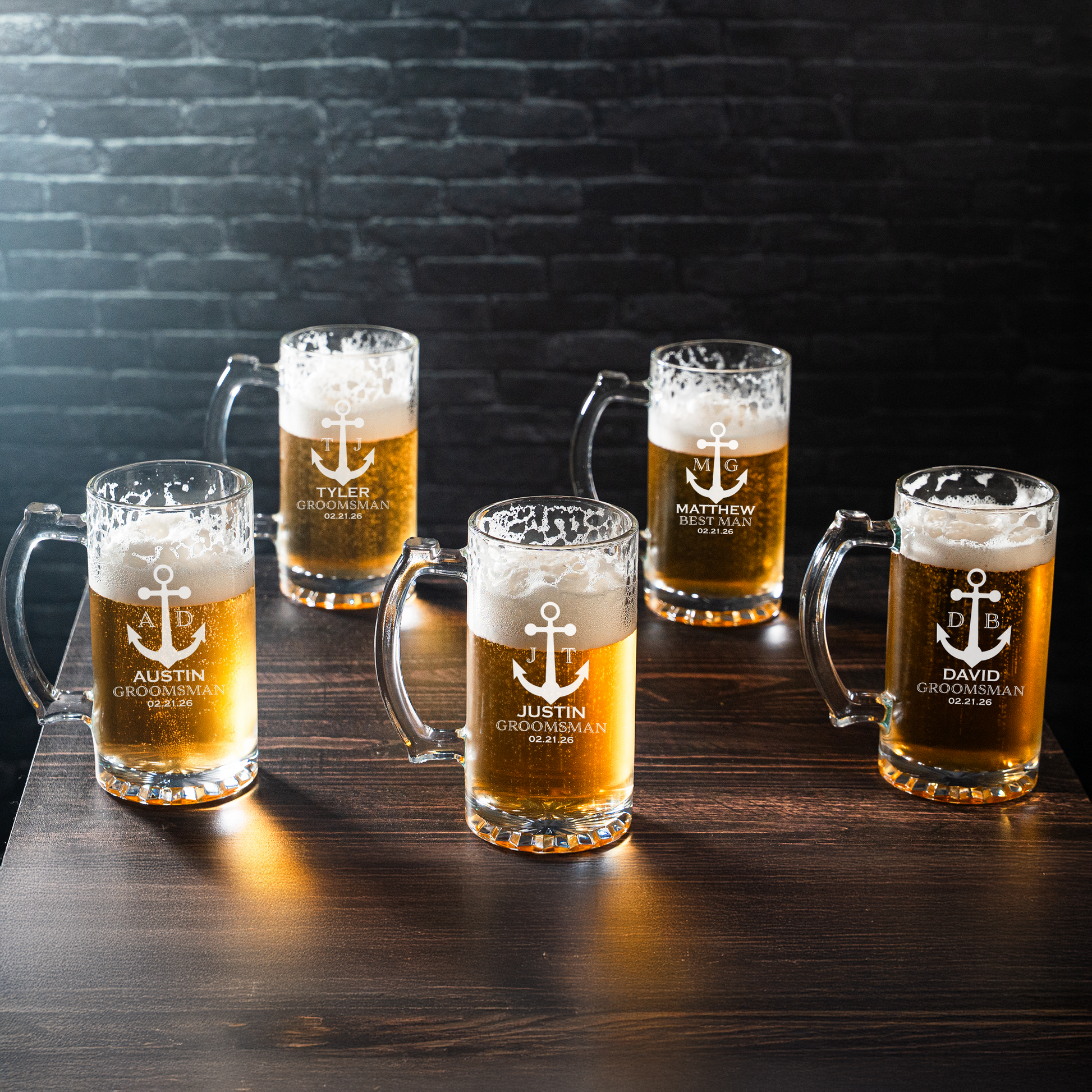 Wedding designs beer mug with monogram - groomsmen gift