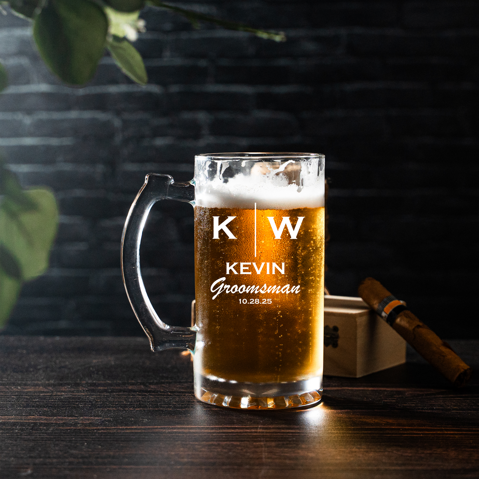 Wedding beer mug set arranged - groomsman proposal gift