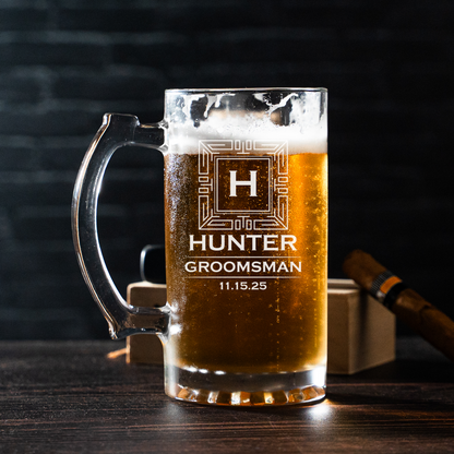 Custom wedding beer mug close-up - personalized wedding gift
