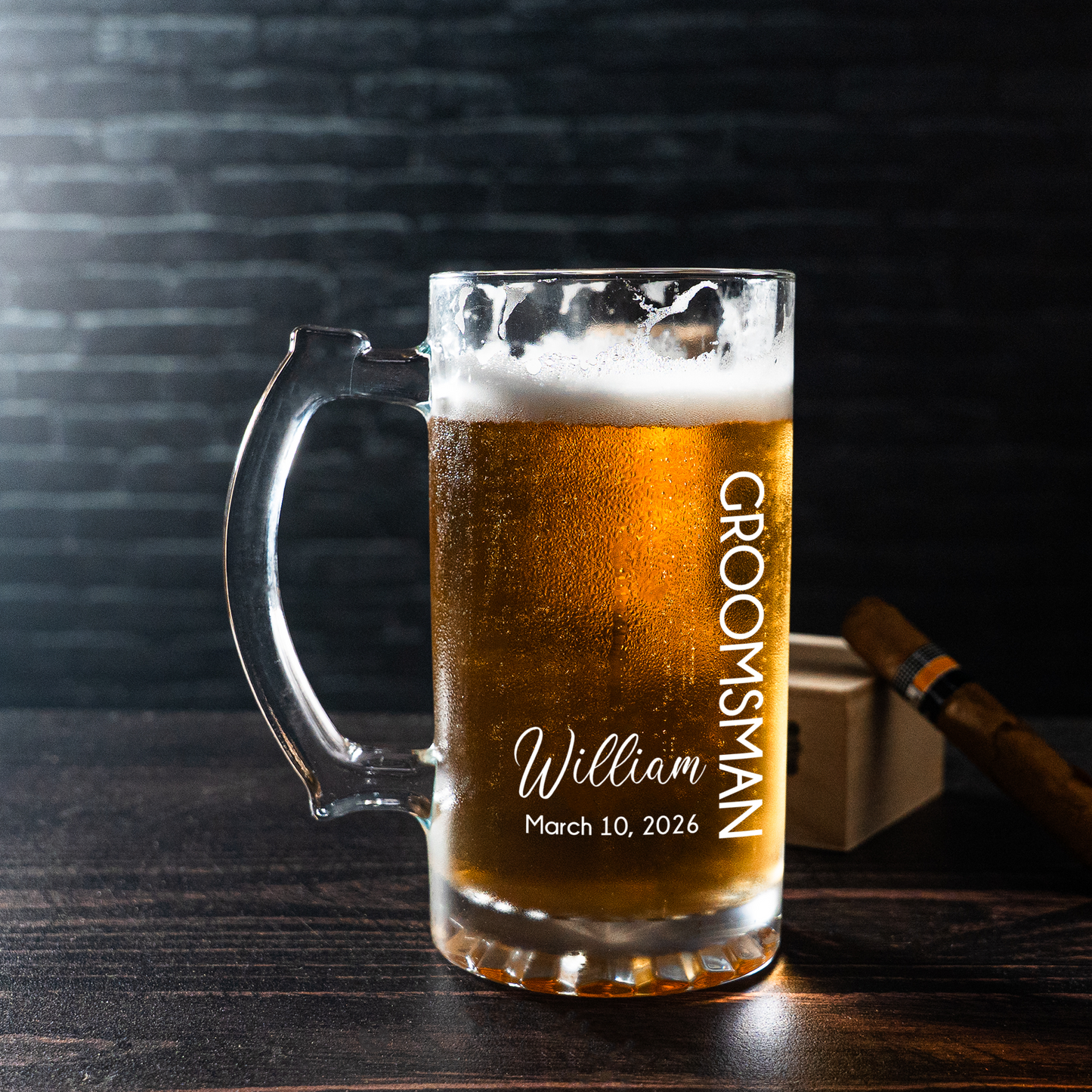 25oz wedding beer mugs lifestyle - bulk groomsmen gift