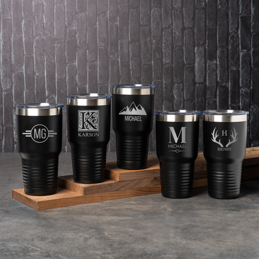 Set of 5 Groomsmen Black 30oz Tumblers