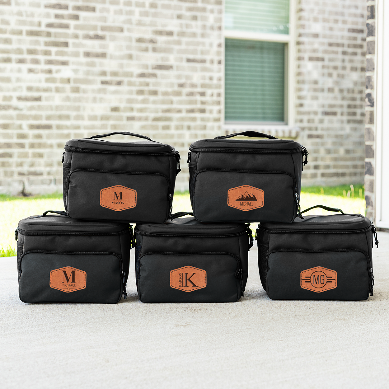 Set of 5 Groomsmen Custom Coolers with Patch - groomsmen cooler gift