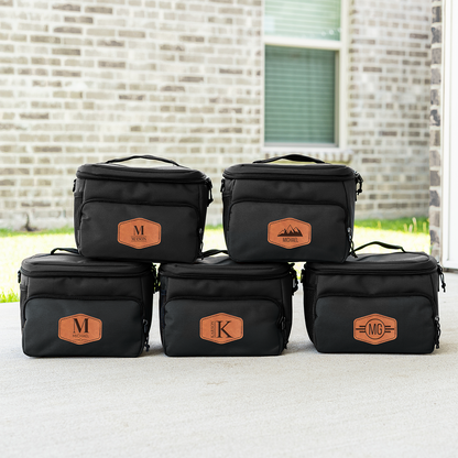 Set of 5 Groomsmen Custom Coolers with Patch - groomsmen cooler gift