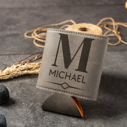 Set of 5 Groomsmen Custom Leather Can Coolers