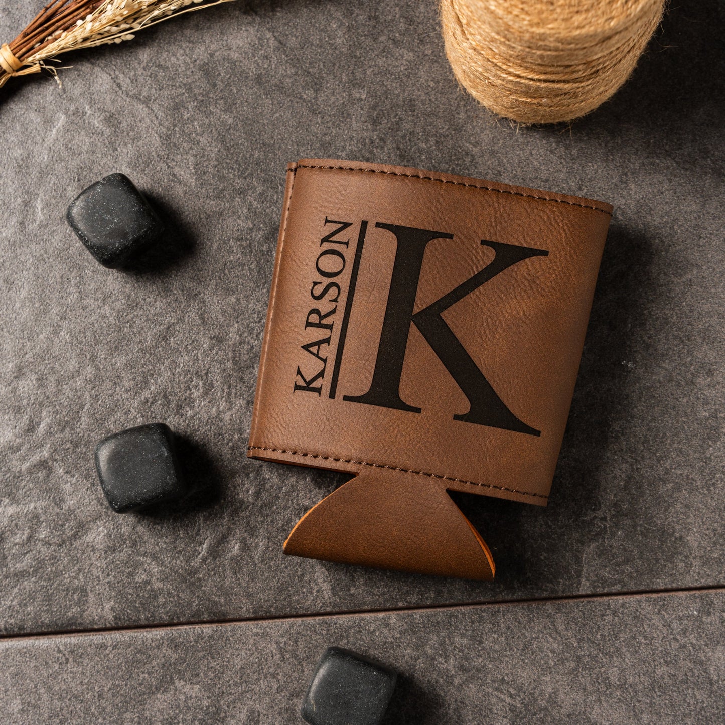 Set of 5 Groomsmen Custom Leather Can Coolers