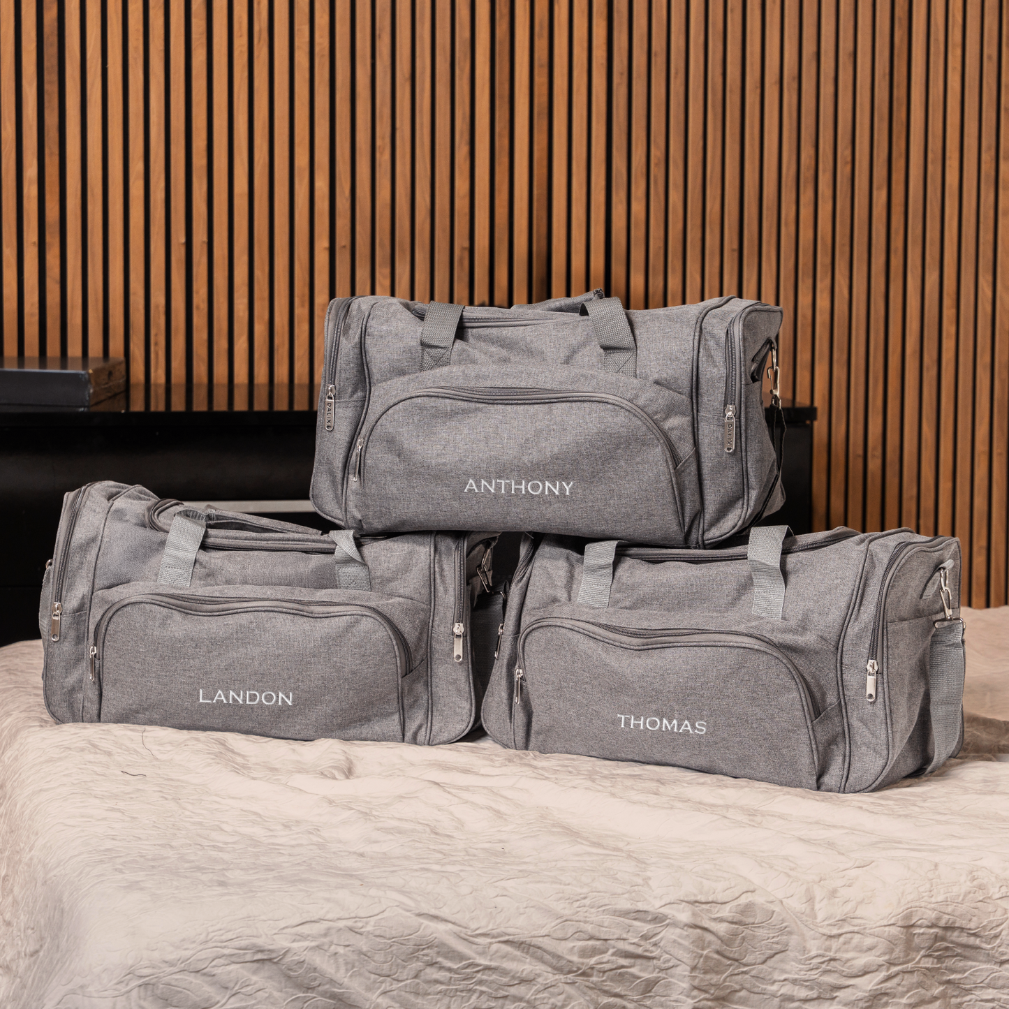 Set of 5 Groomsmen Grey Duffle Bags