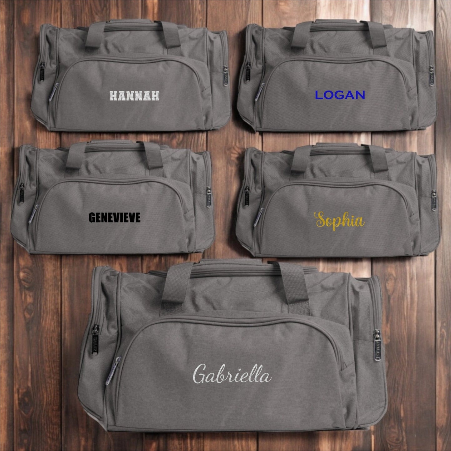 Set of 5 Groomsmen Grey Duffle Bags