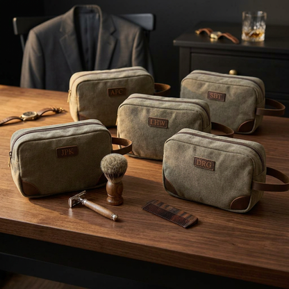 Set of 5 Groomsmen Grey Toiletry Bags