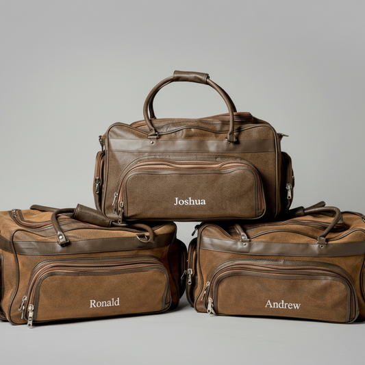 Set of 5 Groomsmen Leather Weekender Duffle Bags