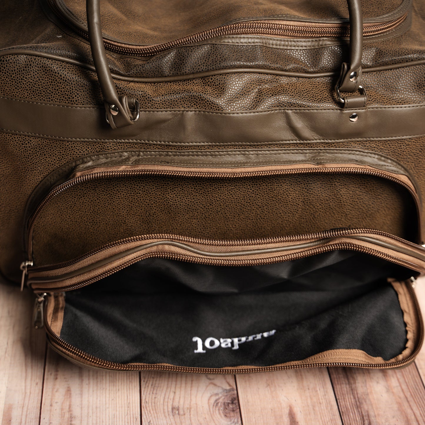 Personalized leather weekender duffle wedding party gift view 3