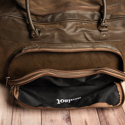 Personalized leather weekender duffle wedding party gift view 3
