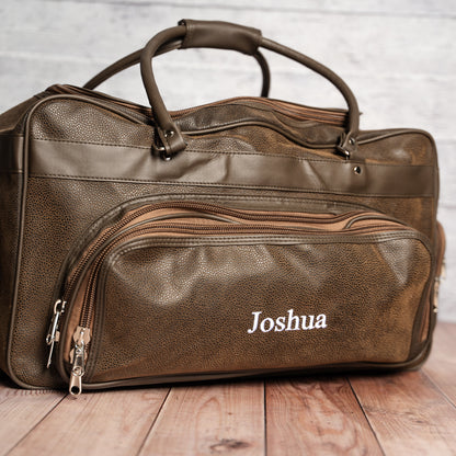 Personalized leather duffle bag groomsmen weekend trip gift view 6
