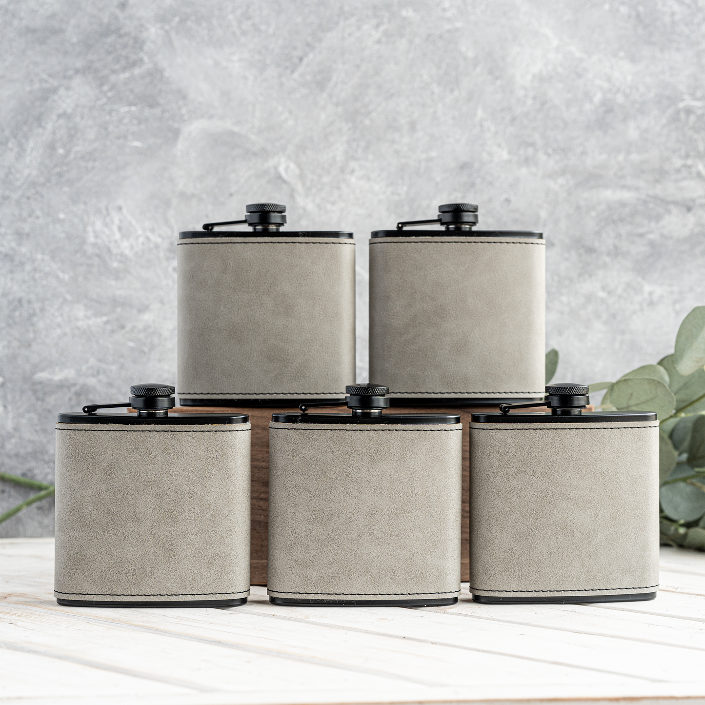 Engraved leather wrapped flask custom design wedding gift view 12