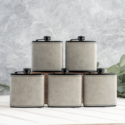 Engraved leather wrapped flask custom design wedding gift view 12