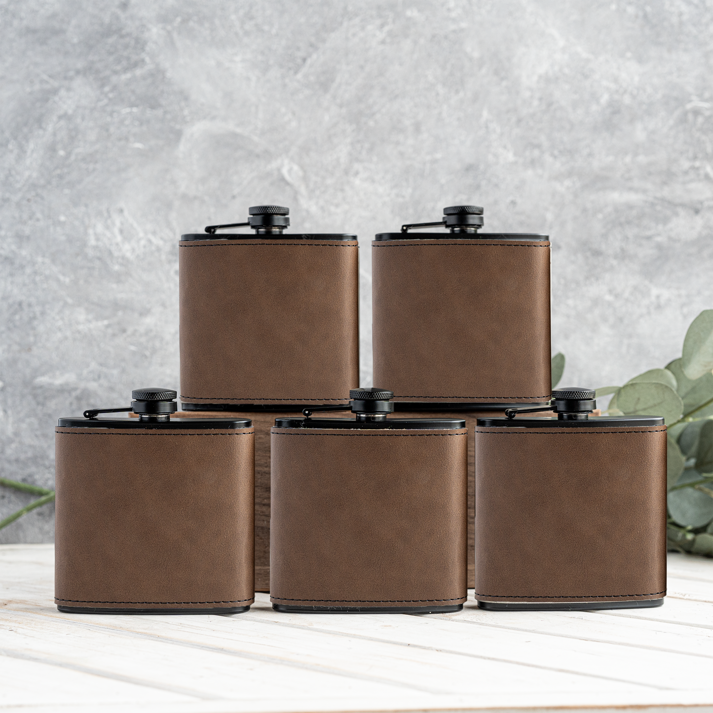 Personalized leather flask groomsmen wedding party gift view 14